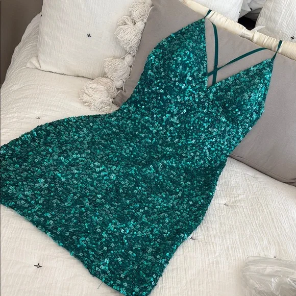 slim fit dress slacks Tie Back Cut Out Mesh Insert Sequin Bodycon Dress – Parthea Fashion